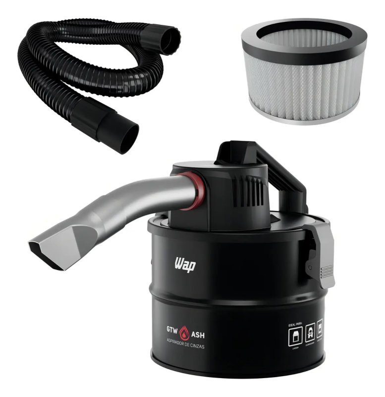 Aspirador de Cinzas WAP GTW ASH com Potência de 1400W Filtro HEPA Sugador de Pó Churrasqueira 127V