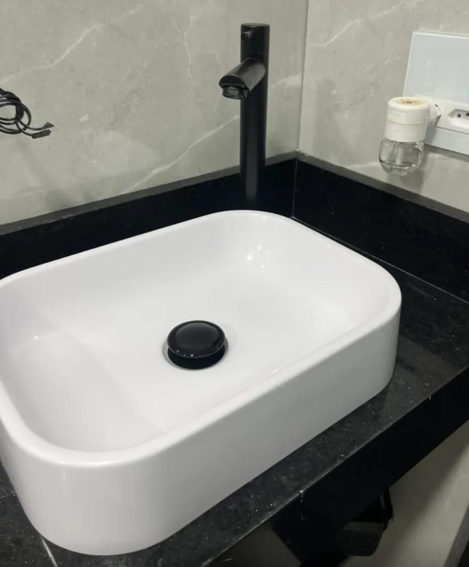 Cuba Pia De Apoio Sobrepor Retangular 37x27 Branca Para Lavabo Banheiro