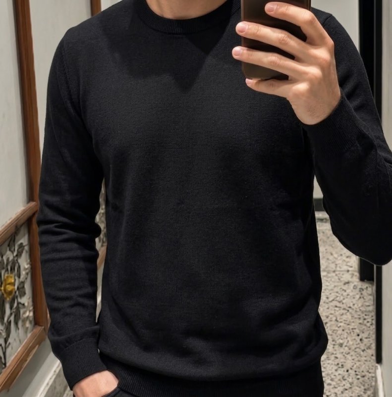 Suéter Dixen Masculino Tricot Crewneck Liso Preto