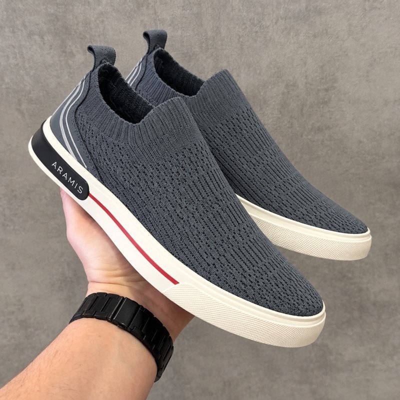 Tênis Aramis Stripe Knit Casual Macio Sofisticado Cinza 39 Br