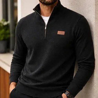 Suéter Masculino Zíper Gola Alta Red Nose Básico Inverno Preto M
