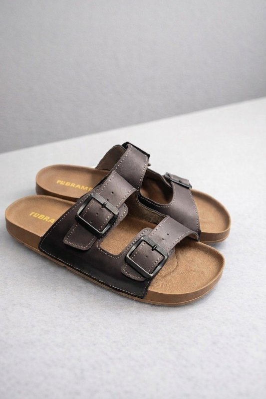 Birken Masculina Birken Chinelo Em Couro Ecológico Leve