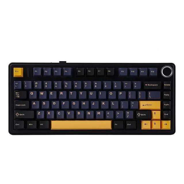 Teclado Mecânico Aula F75 Preto Sem Fio Tri Mode 75% Hotswap RGB Idioma Inglês US