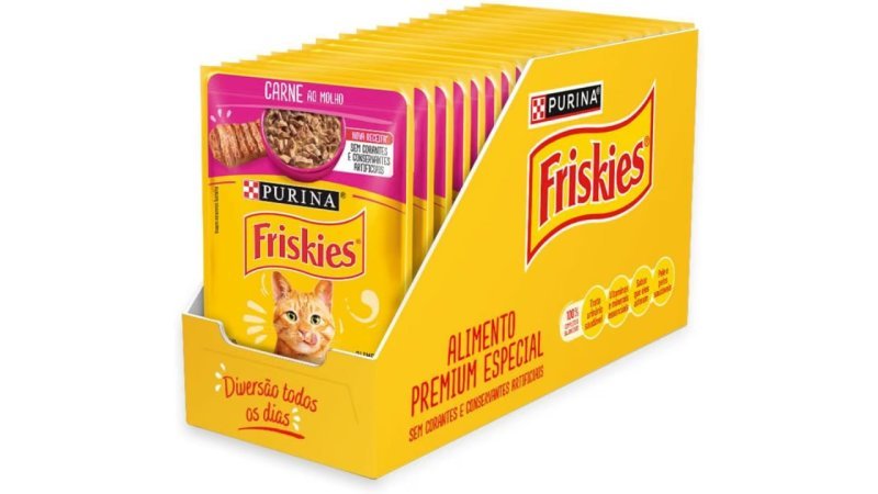 Pack 15 un. Nestlé Purina Friskies Ração p/ Gatos Adultos sabor Carne ao Molho 85g
