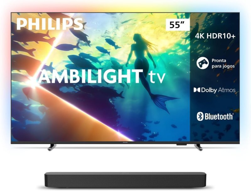 Philips Smart TV 55" 4K Ambilight + Soundbar Bluetooth