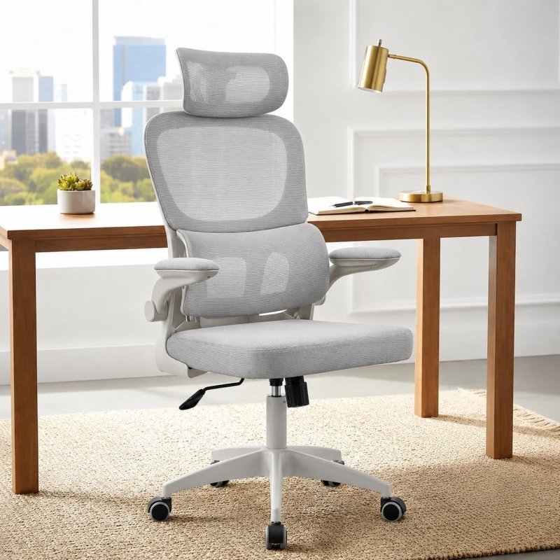 Laruno Cadeira de Escritório Almirante C600 Mesh Reclinável Cinza 150Kg