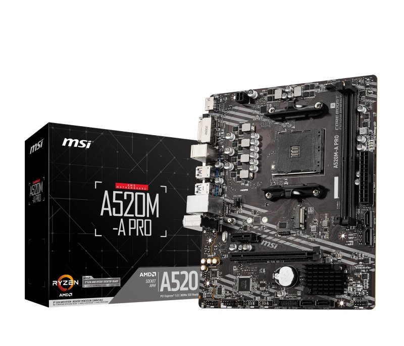 Placa Mãe MSI A520M-A PRO (AM4/2xDDR4/HDMI/DVI-D/M.2/USB 3.2)