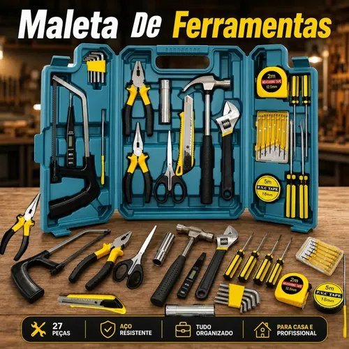 Kit Maleta Jogo Ferramentas 27 Peças Residencial Completa