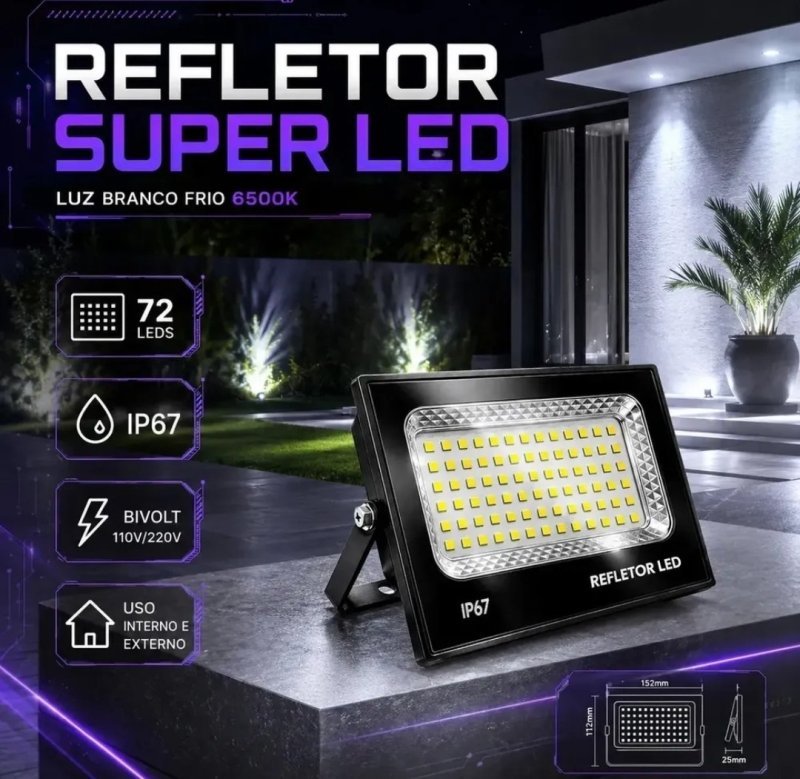 Kit 4 Refletores LED 400W Blackone Bivolt IP67 Branco Frio 6500K