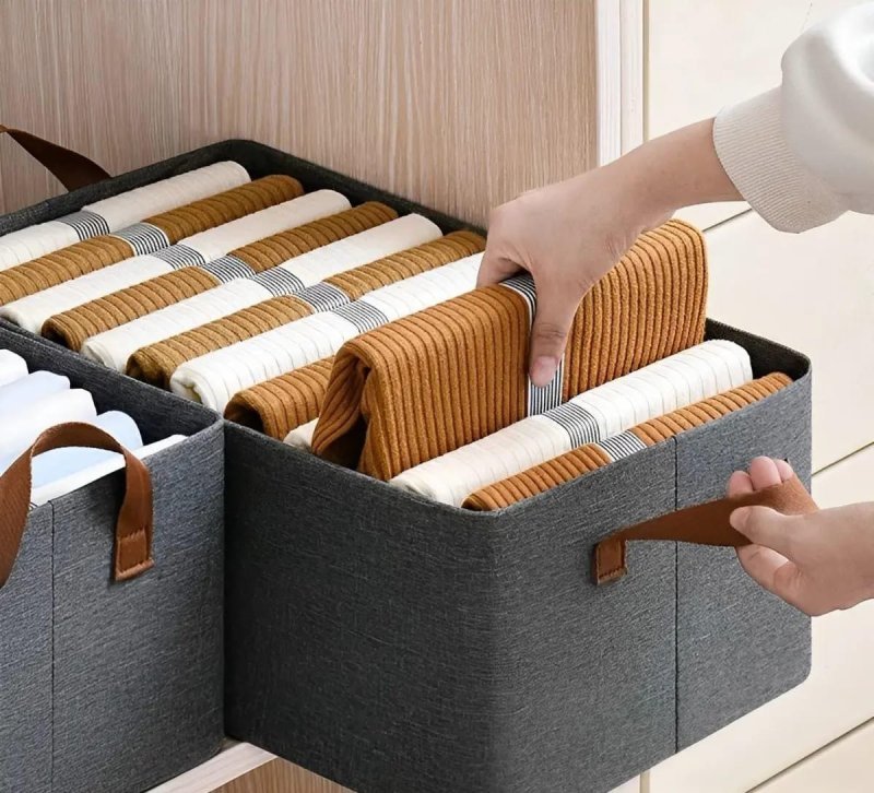 Kit com 4 Caixas Organizadora De Guarda Roupa Cesto Gaveta Dobrável