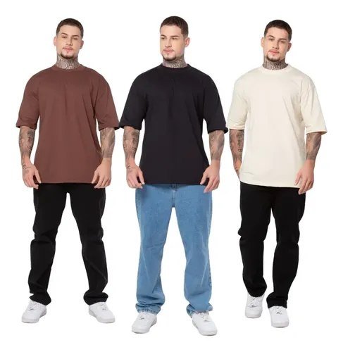 Kit 3 Camiseta Oversized Streetwear Premium Algodão