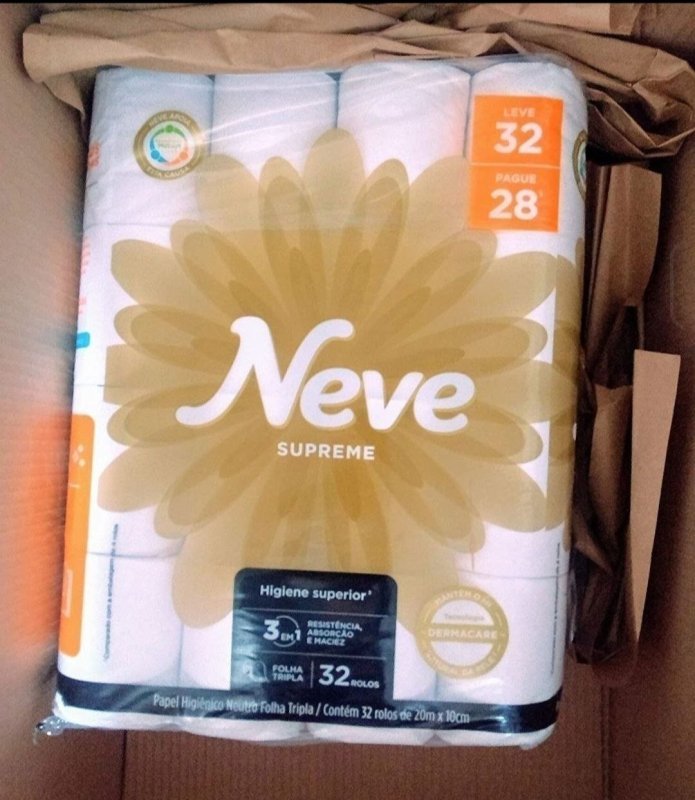 Neve Papel Higiênico Supreme Folha Tripla, 20m, Leve 32 Pague 28 Rolos