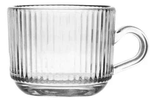 6 Xícaras De Café Lines 90ml Vidro Wolff