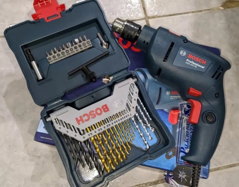 Kit Furadeira Industrial Impacto Rev 450w Gsb 450 Re Bosch