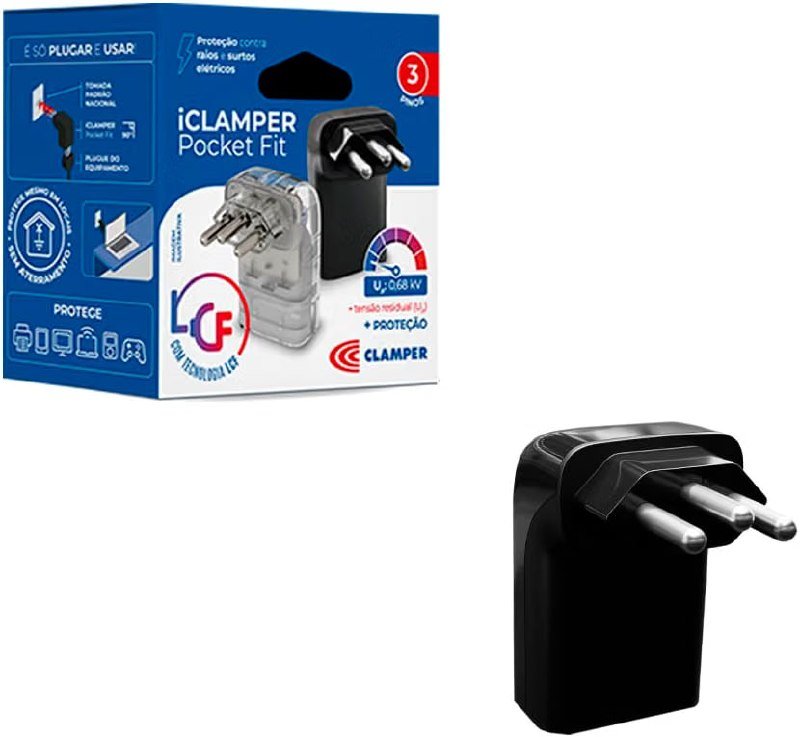 Protetor Contra Surtos Elétricos (DPS) CLAMPER 127/220V, 10 Amperes, 3 Pinos