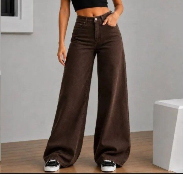 Calça Wide Leg Barra Larga Estilo Ouver (Marrom e Preta) + Frete Grátis