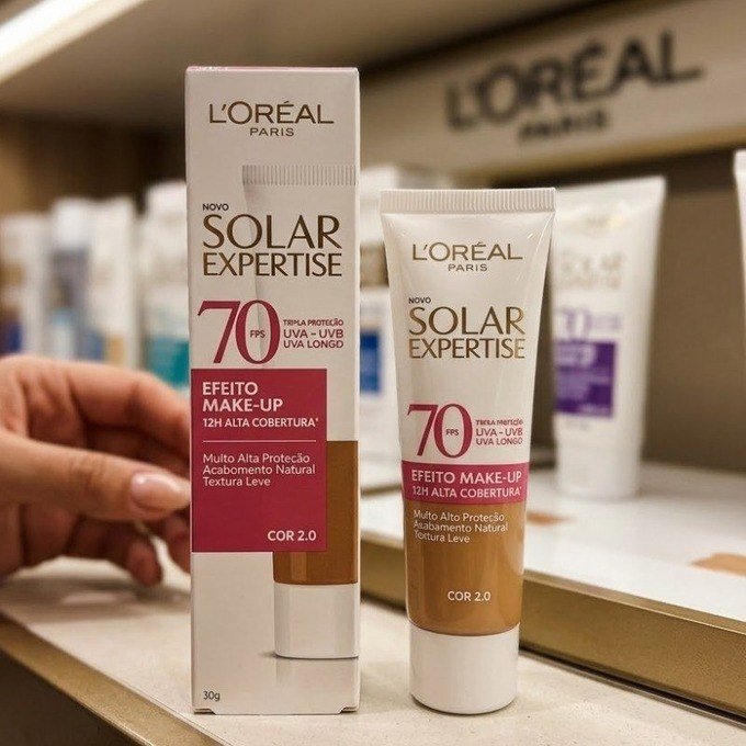 Protetor Solar Facial FPS 70 com Cor Alta Cobertura L'Oréal Paris Solar Expertise Efeito Make Up 30g