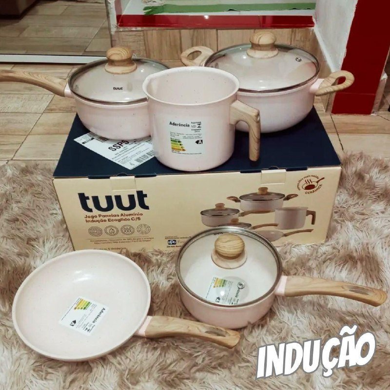 Jogo De Panelas Cerâmico Triplo Indução Tuut Ecoglid 8 Peças