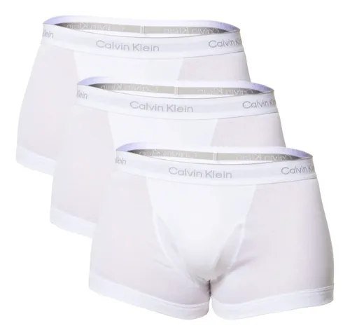 Kit 3 Cuecas Boxer Masculina Trunk Cotton Rib Calvin Klein Branco Liso M