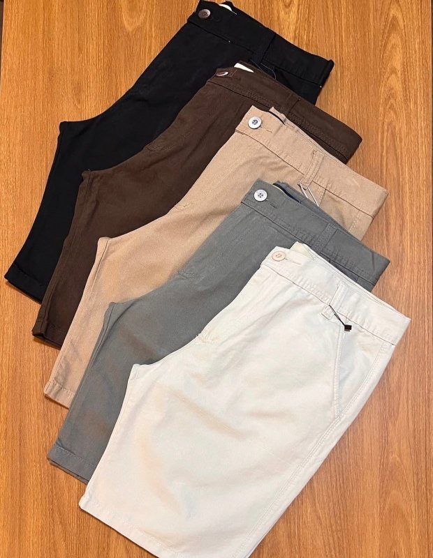 Bermuda Sarja Masculina Slim Chino Social Algodão 100% Vrn