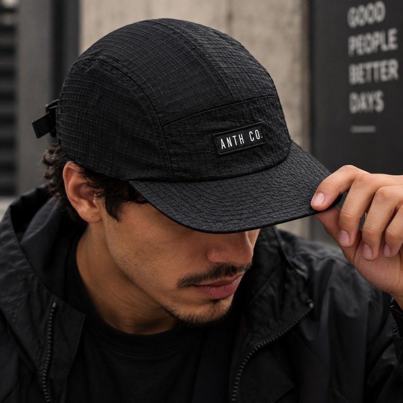 Boné Aba Reta Five Panel Evasecret Water Strapback Impermeavel Preta