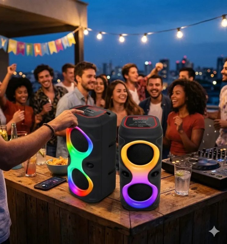 Caixa de Som Portátil Xtrad Bluetooth 50W RGB