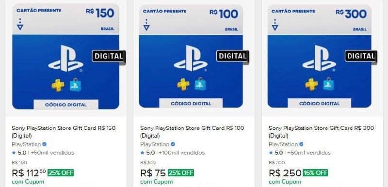 Gift Card PlayStation com 25% OFF