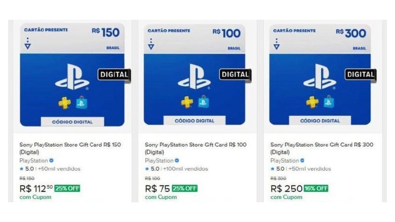 Gift Card PlayStation com 25% OFF