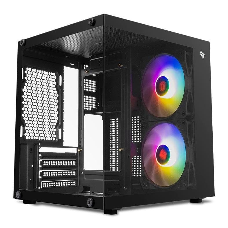 Gabinete Gamer Aquário Pichau Atom X, Mini-Tower, Lateral de Vidro, Com 2 Fans, Preto, PG-ATOMX-BK