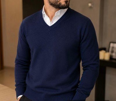 Blusão Masculino Básico Em Tricô E Gola V (P ao XXG)