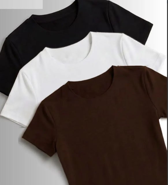 Kit 3 Camisetas Manga Curta Blusas Femininas Baby Look Comfy