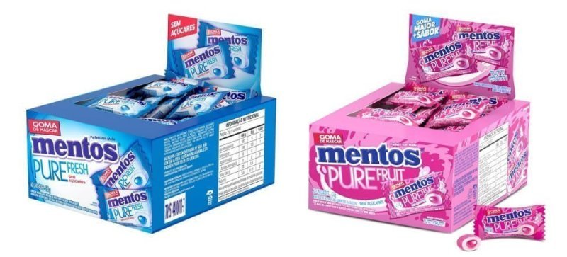 Cx Gomas de Mascar Mentos Sem Açúcar 60 un. 120g