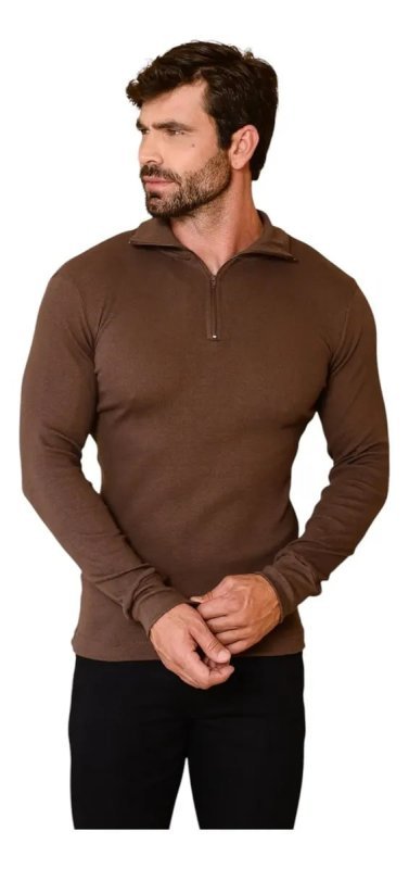 Suéter Masculino Zíper Gola Alta Red Nose