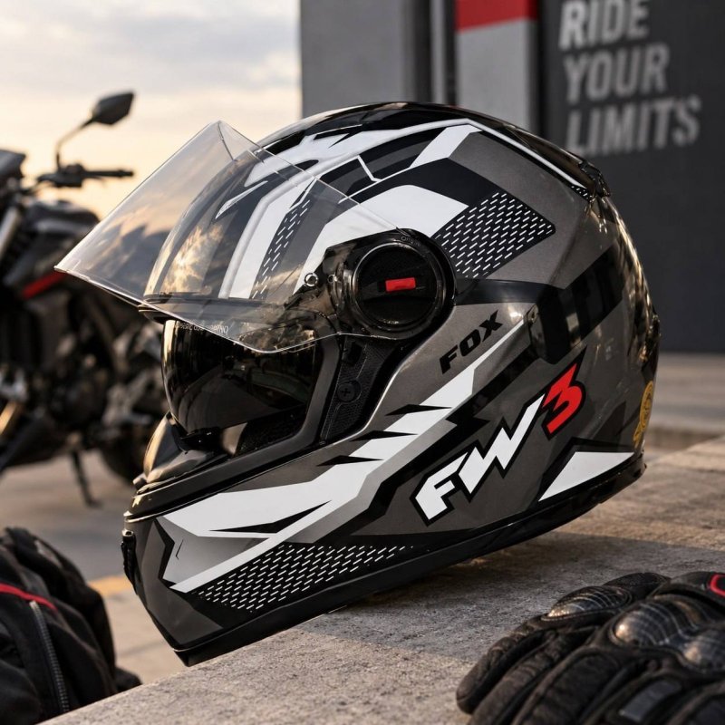 Capacete para moto Fw3 gtx fox com viseira solar grafite brilhante tamanho 58