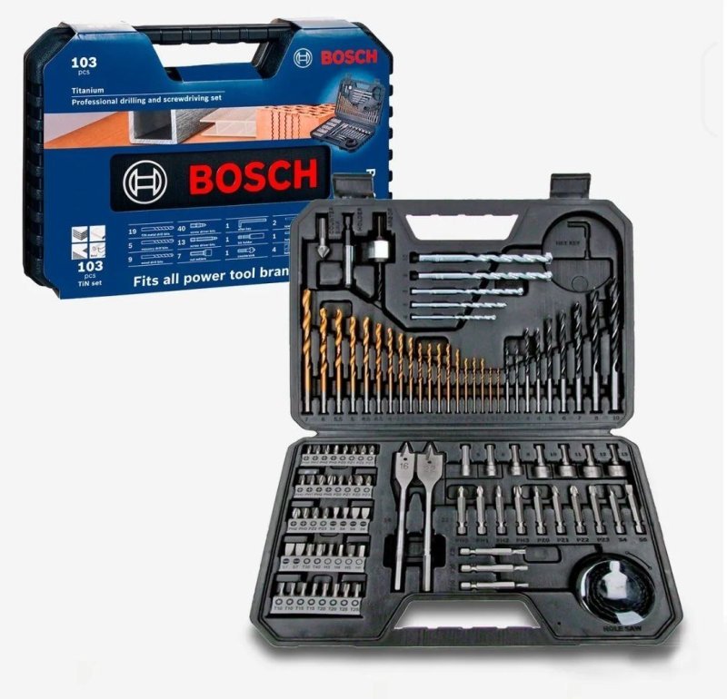 Bosch Kit Jogo Maleta Titanio 103 Peças Brocas Pontas Bits