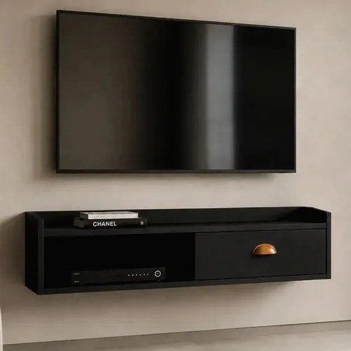 Rack Suspenso Bancada Parede Em Mdp Industrial 90x27x23cm Preto