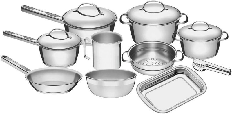 Conjunto de Panelas 10 Peças Allegra Aço Inox - Tramontina