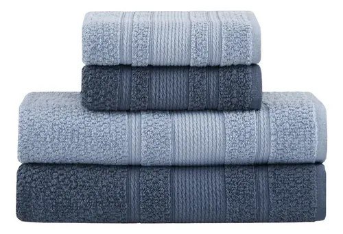 Jogo De Toalhas Buddemeyer Bella Extra Soft Banho 4 Peças Azul Claro/azul Marinho