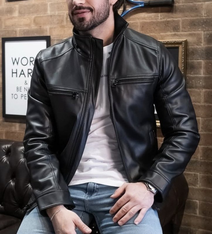 Jaqueta De Couro Masculina Slim Forrada Sem Capuz (M ao G3)