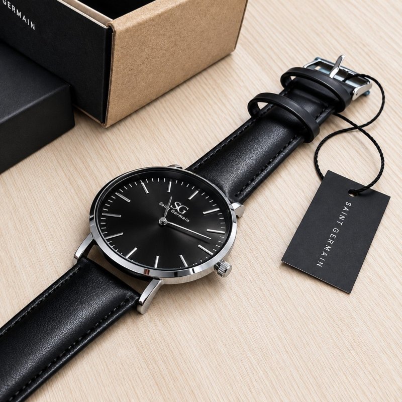 Relógio Masculino Saint Germain Murray Full Black de Couro Sintético Preto