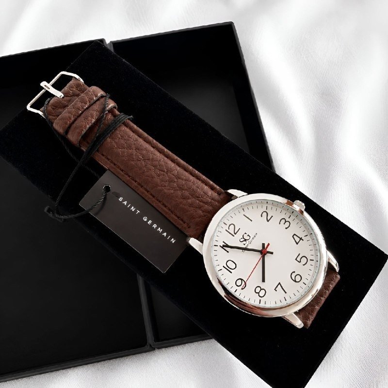 Relógio Marrom Prata Saint Germain 42mm