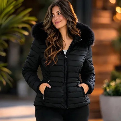 Jaqueta Blusa Feminina Puffer Forrada Impermeável Inverno Preto P Liso