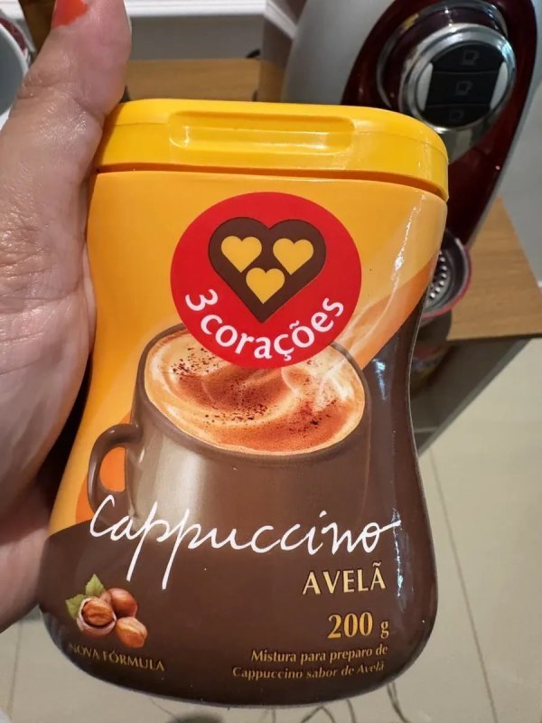 3 Corações Cappuccino Sabor Avelã, 200g, Pó