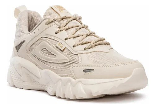 Tênis Fila Venture Tracer Lite Feminino Casual Confortável Bege/Dourado 37 Br