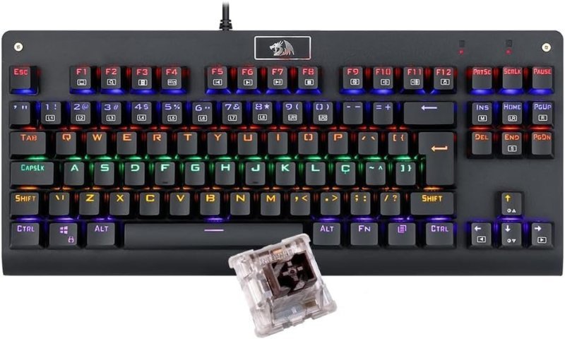 Redragon Dark Avenger Preto - Iluminação Rainbow Switch Marrom