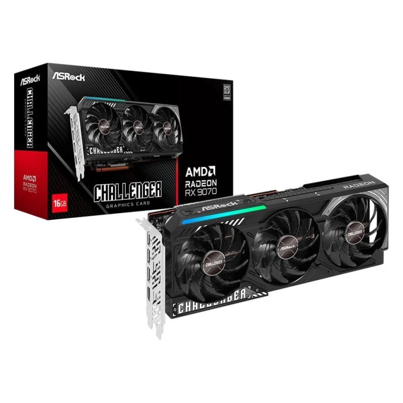 Placa de Vídeo ASRock RX 9070 Challenger AMD Radeon, LED, 16GB