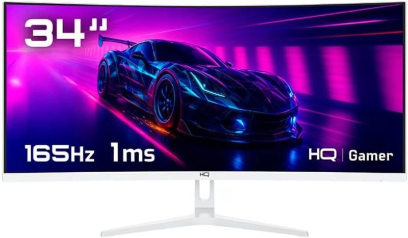 Monitor Gamer 34" Curvo Branco 1ms, 165Hz, UltraWide (QHD)