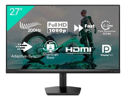 Monitor Gamer Philips Evnia 27'' 200hz 0,3ms Ips Full Hd Preto