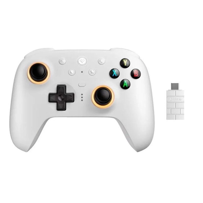 Controle Wireless 8BitDo Ultimate 2, Efeito Hall, 2.4G, com Dock, p/ PC e Android, Branco 81HE01