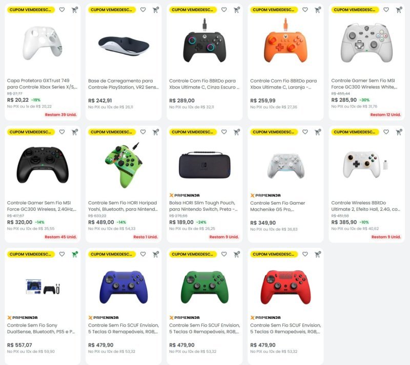 Cupom KaBuM em Controles selecionados - 50% OFF